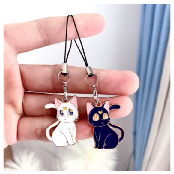 2pcs Sailor Moon Luna and Artemis Phone, Key Charms, Keychain, Bag Decoration - Picture 2 of 4